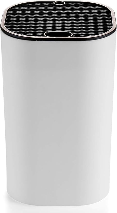 Universal Knife Block for Kitchen, WELLSTAR Knife Holder without Knives, Safe Space Saver Large Volume Stable Knife Storage with Scissors and Sharpening Rod Slot, Detachable for Easy Cleaning - White
