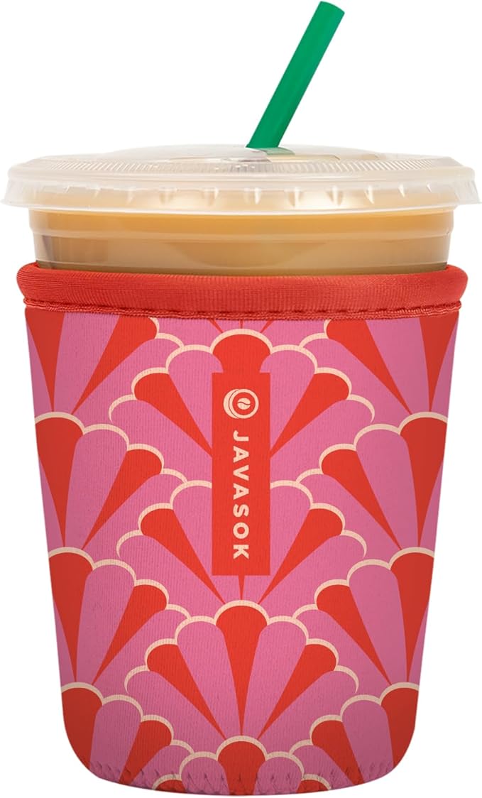 Sok It JavaSok Iced Coffee & Cold Soda Insulated Neoprene Cup Sleeve (Pink Gatsby, Small: 16-20oz)