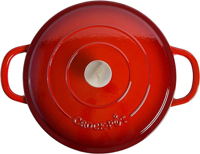 Crock-Pot Crock Pot Artisan Enameled Cast Iron Braiser W/Lid, 5 Quart, Scarlet Red