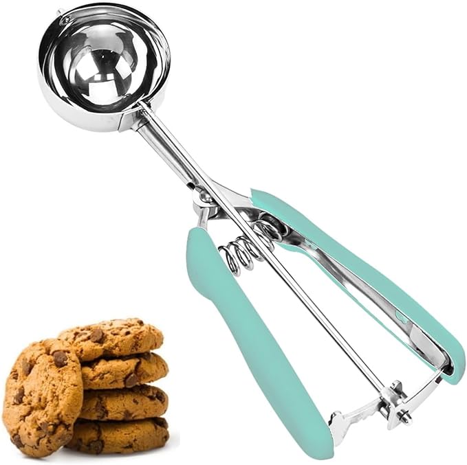 Cookie Scoop, 18/8 Stainless Steel Cookie Scooper, Cookie Scoops for Baking, 3Tbsp/45ml/1.5oz Cookie Dough Scoop, Ice Cream Scooper with Trigger Release, Cookie Scooper for Baking (Mint Green)…