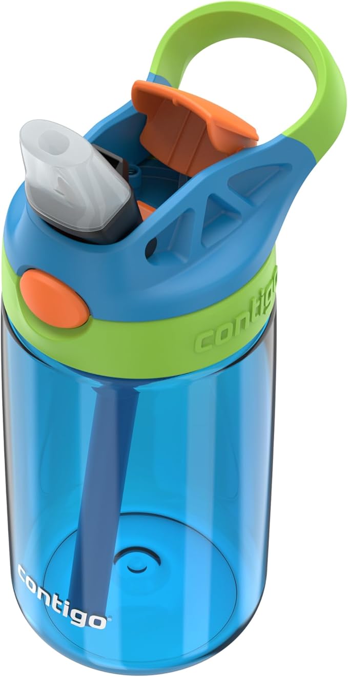 Contigo Autospout Kids Water Bottle 14oz Single Pack Blue Poppy/Cool Lime