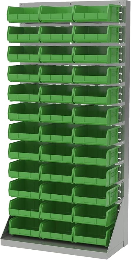 Akro-Mils 30235 AkroBins Plastic Storage Bins, Space-Saving Stackable Bins for Garage, Pantry, Craft Organization, 11" x 11" x 5", Black, 6-Pack