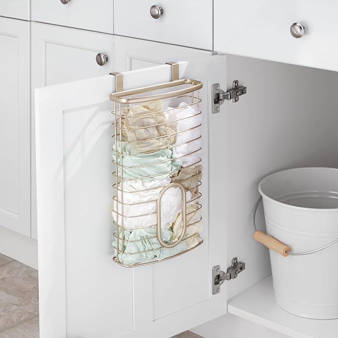 mDesign Steel Hanging Cabinet Organizer, Pearl Champagne, 3" x 8" x 14.6"