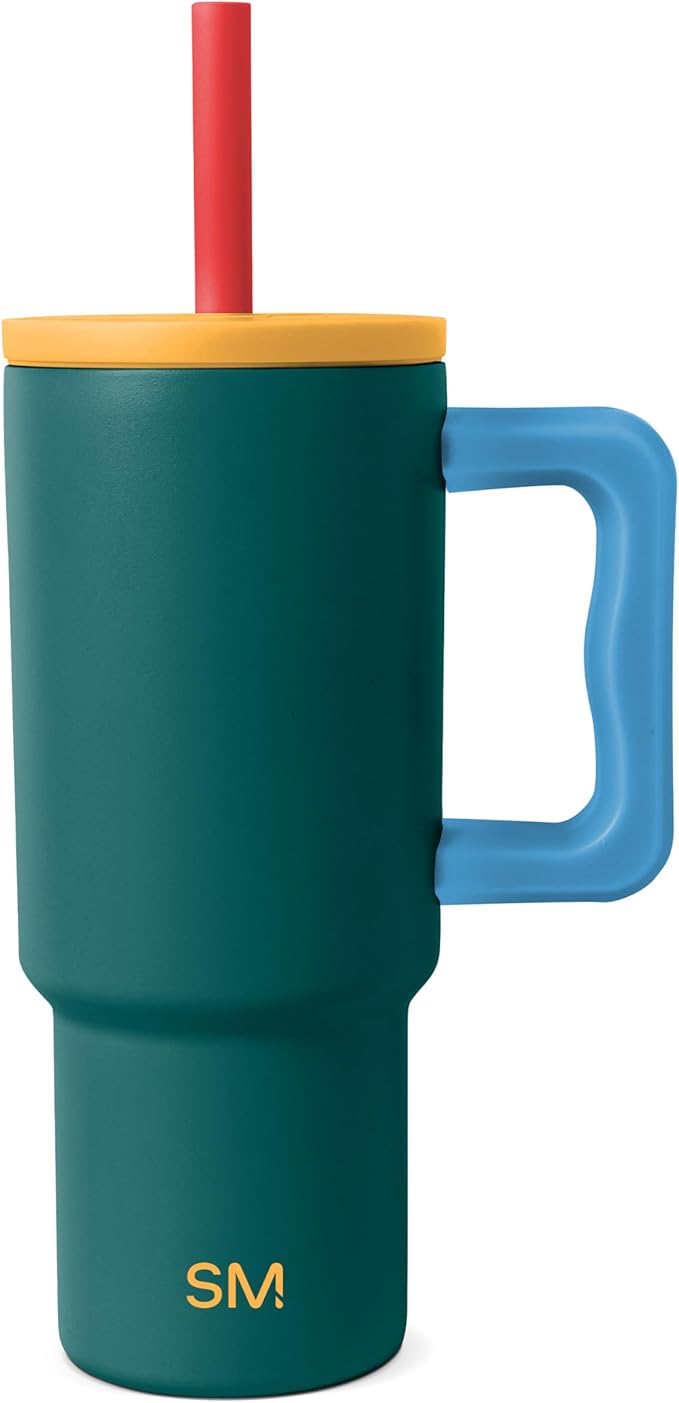 Simple Modern Kids 24 oz Tumbler with Handle and Silicone Straw Lid | Spill Proof and Leak Resistant | Reusable Stainless Steel Bottle | Gift for Kids Boys Girls | Trek Collection | Scout Mix