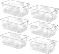 Slideep Farmhouse Wire Organizer Storage Bin Basket with Handles, Food Storage for Kitchen Cabinets, Pantry, Closet, Bedroom, Bathroom, Office 6 Pack