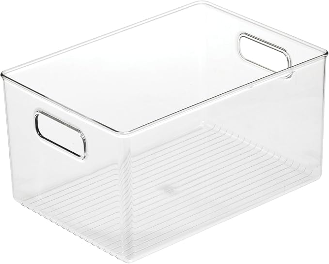 InterDesign iDesign Pantry Organizer Bins with Handles - Storage Bins for Cabinets or Fridge - Set of 4 - Clear