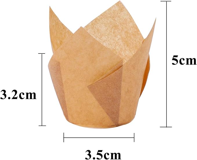 Ruisita 150 Pieces Mini Baking Cups Tulip Baking Cups Cupcake Liners Muffin Liners for Wedding, Birthday, Christmas, Baby Shower Parties (Natural)