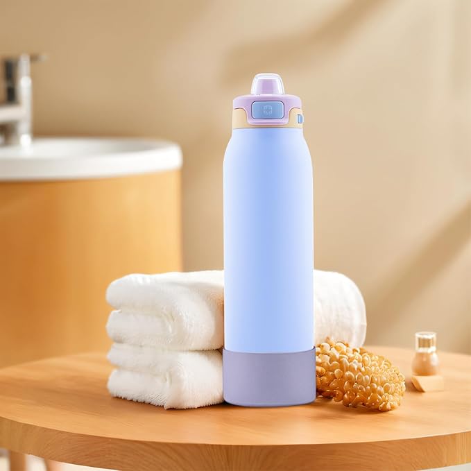 2 PCS Silicone Bottom for Ello Pop 32 OZ Water Bottle, Water Boot for Ello Pop,Avoid Scratches and Noise(Purple, 22oz)