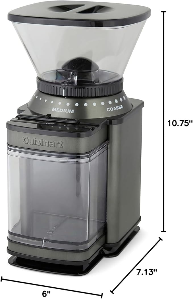 Cuisinart Coffee Grinder, Electric One-Touch Automatic Burr Coffee Grinder with 18-Position Grind Selector, Cup Size Selector for 4 – 18 Cups, DBM-8BKSP1, Black Stainless