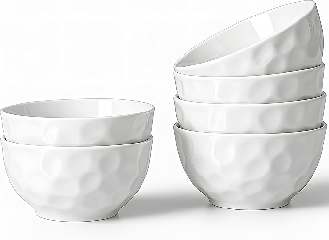 Porcelain Soup Bowls, 4.5 Inch Ice Cream Bowl, Kitchen Bowl Set, Fruit Bowls, Microwave and Dishwasher Safe, Set of 6