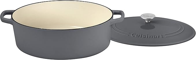 Cuisinart Chef's Classic Enameled Cast Iron Oval Covered Casserole (Dark Grey, 7- Quart)