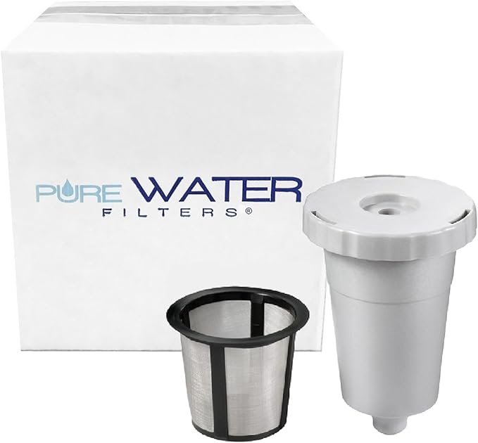Reusable Coffee Holder and Filter Set, Grey 3 part with filter basket works with Keurig My K-Cup Home brewers by PureWater Filters