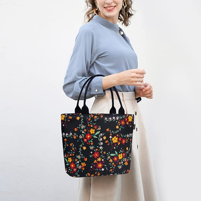 Gloppie Lunch Bag Women Insulated Lunch Box Leakproof Lunch Tote Bag for Work Cute Cooler Bags Stylish Flower