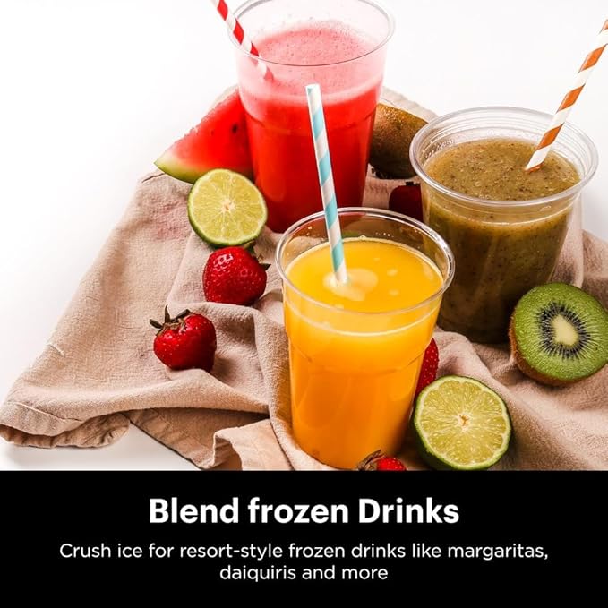 Ninja Blender, For-Smoothies, Salsa, Shakes, Slush, and-Frozen Drinks, Pitcher, and-Lid, for-Kitchen, Crushes Ice, Fruit, and-Veggies, 1000-Watt, Dishwasher Safe, Black, NJ601AMZ