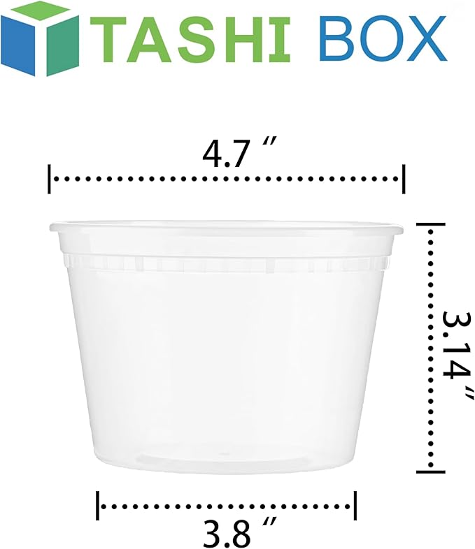 TashiBox 50 Sets 16 Oz Plastic Deli Containers with Lids - Food Storage Containers with Lids - Clear Airtight Meal Prep Containers, BPA Free, Stackable, Leakproof, Microwave and Freezer Safe