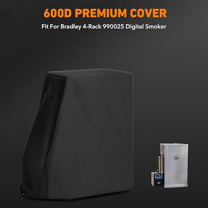 Heavy Duty Grill Cover Fits for Bradley Smoker 990025 Waterproof Electric Smoker for 4-Rack Digital Smoker, Water Resistant, Weather Resistant, 600D Polyester Cover