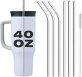 Stainless Steel Straws for Owala Insulated Bottle 40oz Tumbler 6x Metal Replacement Straws with Cleaning Brush for Owala 40oz (Stainless Steel, 3x Straight & 3x Bent)