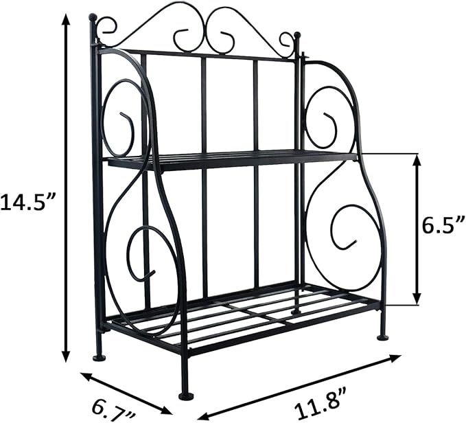Sunnyglade Spice Rack, 2-Tier Foldable Shelf Rack Kitchen Bathroom Countertop, 2-Tier Standing Storage Organizer Spice Jars Bottle Shelf Holder Rack -Black