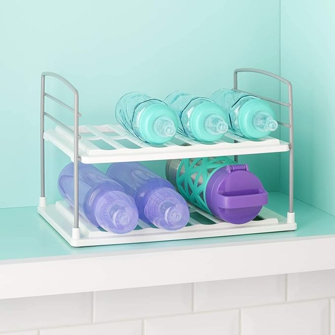 YouCopia UpSpace Water Bottle and Travel Mug Cabinet Organizer, Adjustable Storage Rack for Kitchen Organization, 2 Shelf Classic Edition