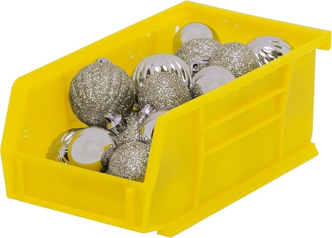 Akro-Mils 30220 AkroBins Plastic Storage Bins, Space-Saving Stackable Bins for Garage, Pantry, Craft Organization, 7-" x 4-" x 3-", Yellow, 24-Pack