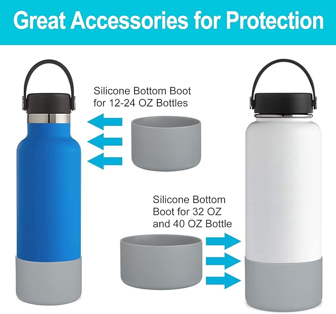 Silicone Boot for Hydro Flask 12-40 OZ Water Bottle, Boot for Stanley Cup 40 30 OZ, Bottom Boots for Hydroflask Sports Water Bottles, Silicone Bottom Cover Sleeve