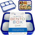 Bento Lunch Box for Kids Boys Adults, School Lunch-Box 4 Leakproof Compartments Snackle Snack Container with Utensils, Blue