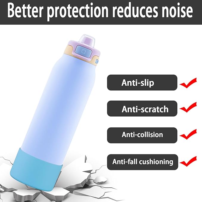 2 PCS Silicone Bottom for Ello Pop 32 OZ Water Bottle, Water Boot for Ello Pop,Avoid Scratches and Noise (Sky Blue, 320z)