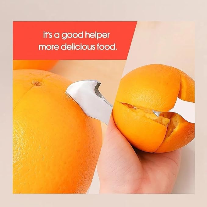 Orange Peeler Tool & Citrus Peeler - 304 Stainless Steel Fruit Peeler for Oranges, Grapefruits, Lemons | Ergonomic Safe Cutter & Easy Skin Remover | Durable Citrus Slicer by GYHZ
