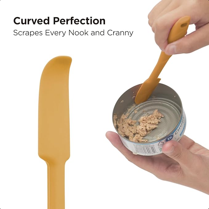 Kitchen Mama WaltzGrip Platinum Silicone Jar and Can Spatula Utensil Set: Heat-Resistant, Nonstick Scraper, Scooping, Perfect for Smoothies, Jam, Cream, Butter, Dishwasher Cooking Gadget (Yellow)