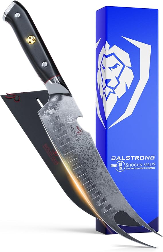 Dalstrong Pitmaster BBQ & Meat Knife - 8 inch - Shogun Series ELITE - Forked Tip & Bottle Opener - Japanese AUS-10V Super Steel Kitchen Knife - G10 Handle - Razor Sharp - w/Sheath