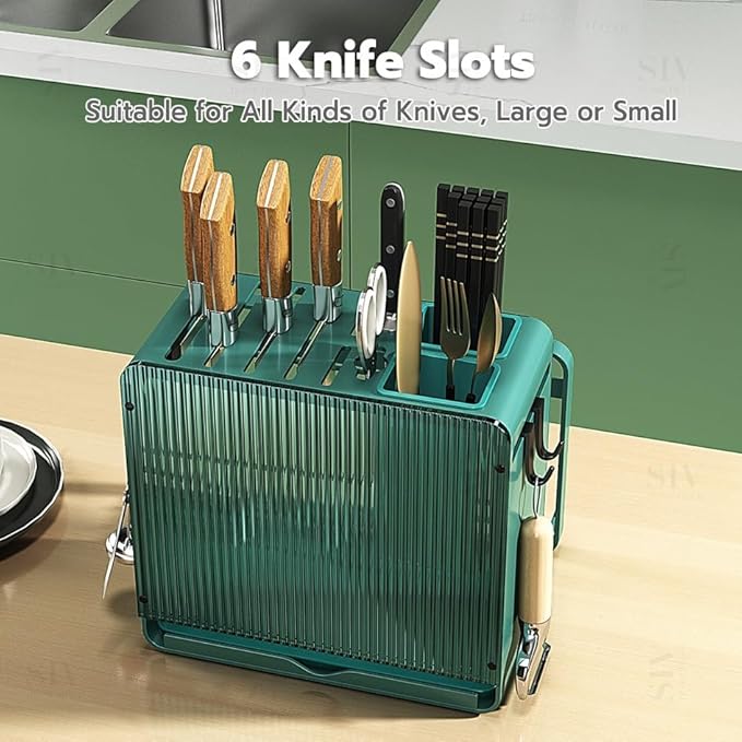 Knife Holder Organizer Stainless Steel Rack This multifunctional kitchen storage rack with Utensil (Green) version:No cutting board rack
