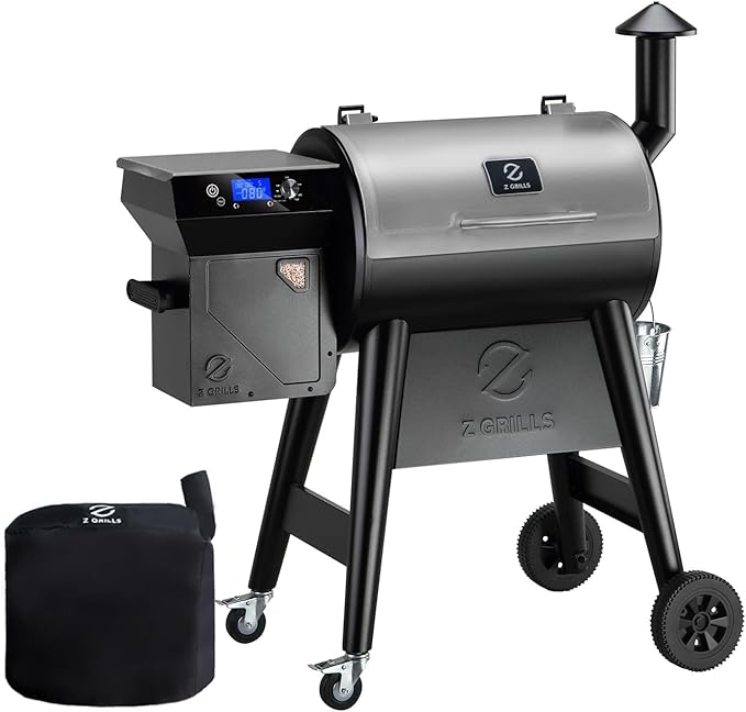 Z GRILLS Wood Pellet Grill Smoker with PID 3.0 Controller, 459 SQ.IN, 450°F Max Temperature, 8 in-1 BBQ Grill, LCD Screen, Meat Probes, Rain Cover, Backyard Camping Bake and Roast, 450E