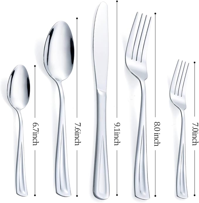 20-Piece Silverware Set for 4, GoGeiLi Stainless Steel Flatware Cutlery Set for 4, include Fork, Knife and Spoon Set, Mirror Finished