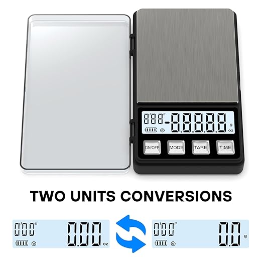 Weightman Espresso Scale with Timer 1000g x 0.1g Small & Thin Travel Coffee Scale, Mini Digital Scale Grams and Ounces with Large Backlit LCD Stainless Steel Pocket Food Scale Drip Tray Pulling Scale