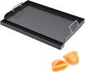 Universal Flat Top Griddle for Gas/Charcoal/Electric Grill, 25" x 16.5" Nonstick FlatTop Carbon Cooking Pan for Weber, Nexgrill, Charbroil, Camp Chef Grill Plate Teppanyaki Insert with Silicone Gloves
