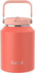 Insulated Water Bottle 64 oz, Stainless Steel Water Bottles with Flip Straw and Top Handle, Leak Proof, Iced for 34 Hours, Vacuum Insulated Water Bottle for Home, Office, Hiking, Car