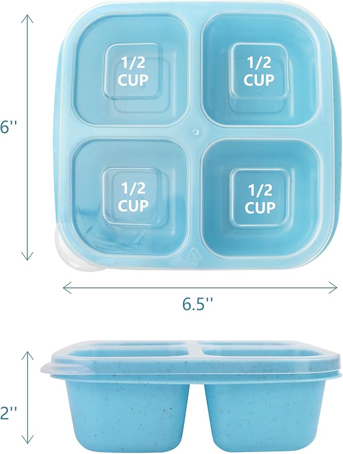 Finorder 3 Pack Wheat Straw Containers, 4 Compartment Reusable Snack Bento Box Toddler, Meal Prep Lunch Box Containers for Kids Adults, Food Containers for School,Office and Travel(Pastel Colored)