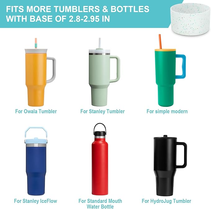 2PCS Glitter Silicone Boot for Owala Water Bottle, Anti-Slip Protective Sleeve for Owala Twist,FreeSip and Flip Stainless Steel Water Bottle, BPA-Free, Dishwasher Safe, Accessories