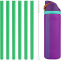 6pcs Replacement Straws for Owala FreeSip 24oz 32oz, Reusable Plastic Straws with Cleaning Brush for Owala Insulated Water Bottle 24 oz 32 oz and Flip 25 oz, Tumbler Accessories (Green)