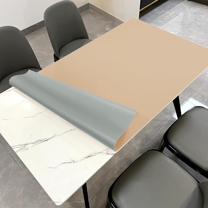 Dining Table Cover for Dining Room Table - Can Be Used On Both Sides Waterproof and Easy to Clean Good Flatness Used for Dining Table(Light Brown+Gray 44x60)