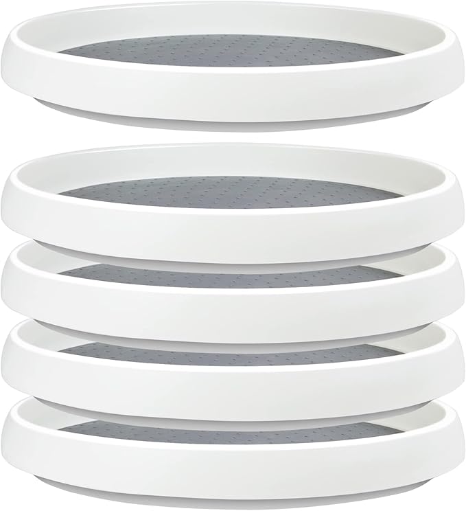 5Pack Non Skid Lazy Susan Turntable,Single Round Rotating Kitchen Spice Organizer for cabinets,Pantry, Bathroom, Refrigerator（10Inch）