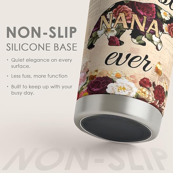 SANDJEST Best Nana Ever Tumbler Gift for Grandmas from Grandkids - 20oz Floral Insulated Stainless Steel Travel Mug Granny Christmas, Birthday, Mother's Day Gifts for Nana, Gigi from Grandchildren