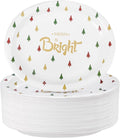 WDF 100 Pack Christmas Paper Plates - 10" x 12"Disposable Christmas Plates Disposable with Christmas Trees-Large Oval Paper Plates Heavy Duty- Party Plates for Christmas