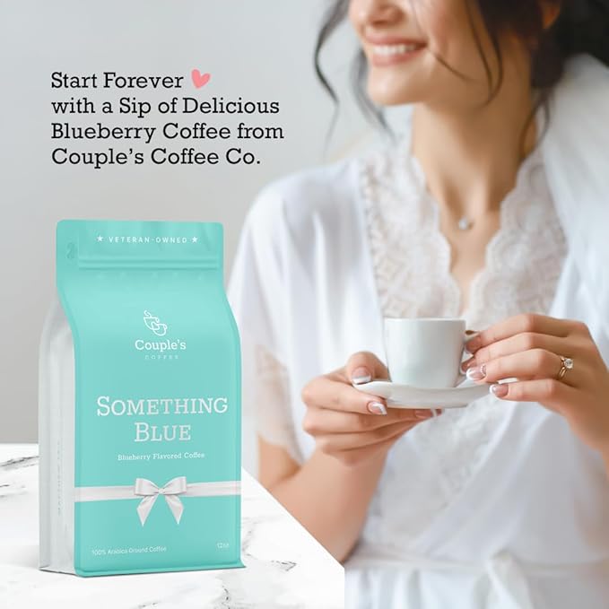 Couple’s Coffee Blueberry Flavored Ground Coffee | Something Blue Medium Roast Coffee | Perfect Something Blue Gift for Bride & Bride to Be Gifts | 12oz