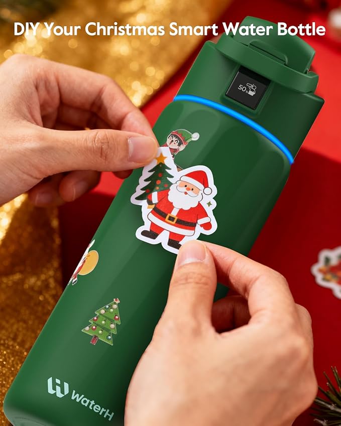 BOOST Smart Water Bottle with Reminder & Tracker, 24oz Vacuum Insulated Bottles Stainless Steel, BPA-Free, Wide Mouth, Ideal Gift for Men, Women, Christmas, Thanksgiving Day, Gym, Office, School