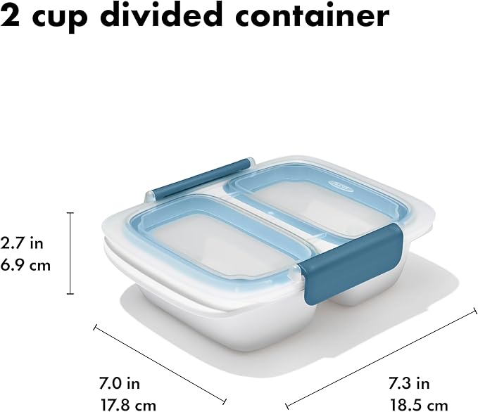 OXO Good Grips Prep and Go 2 Cup Divided Container - Ocean Blue