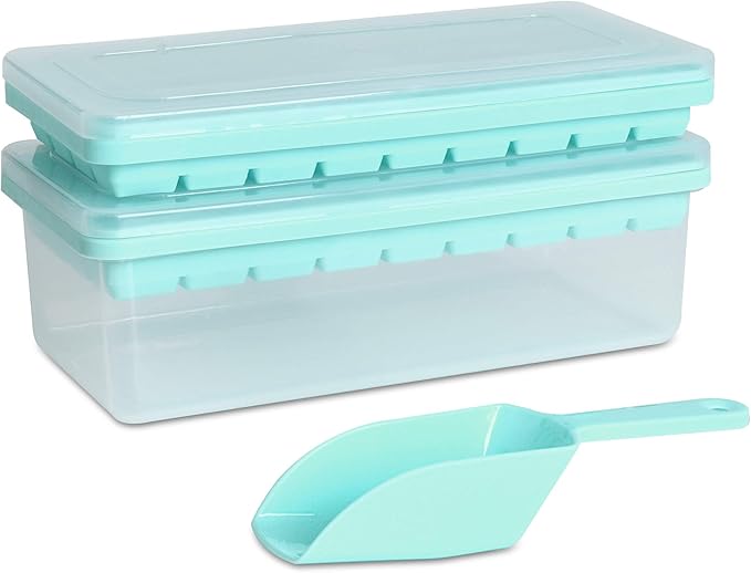 Food-grade Silicone Ice Cube Tray with Lid and Storage Bin for Freezer, Easy-Release 2 * 36 Small Nugget Ice Trays 1 ice Bucket & Scoop, Flexible Ice Cube Molds with Ice Container