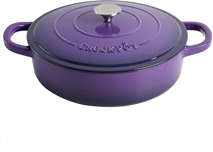 Crock-Pot Artisan Enameled Cast Iron Braiser W/Lid, 5 Quart, Lavender Purple
