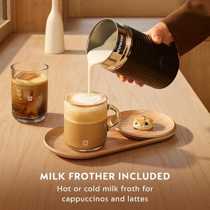 Nespresso Vertuo Pop+ Coffee and Espresso Machine by De'Longhi with Aeroccino Milk Frother, Liquorice Black