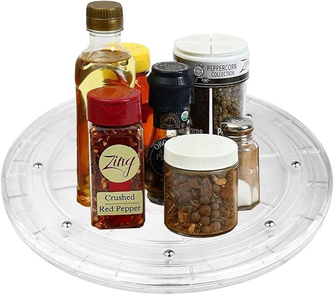 TamBee 8 inch Lazy Susan Turntable Organizer White Acrylic for Spice Rack, Cake, TV, Laptop, Crafts, Kitchen, Cabinet, Pantry Decorating